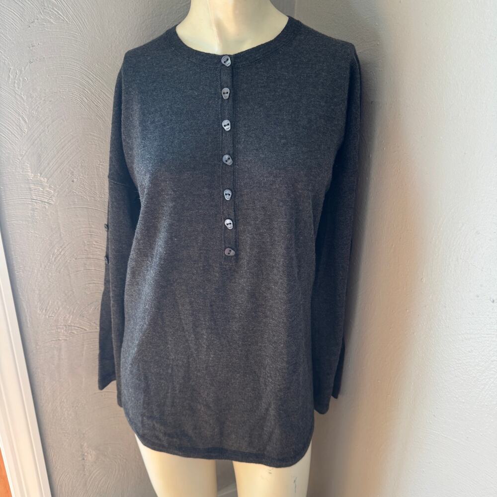 Autumn Cashmere Skull Button Henley Top. Size medium